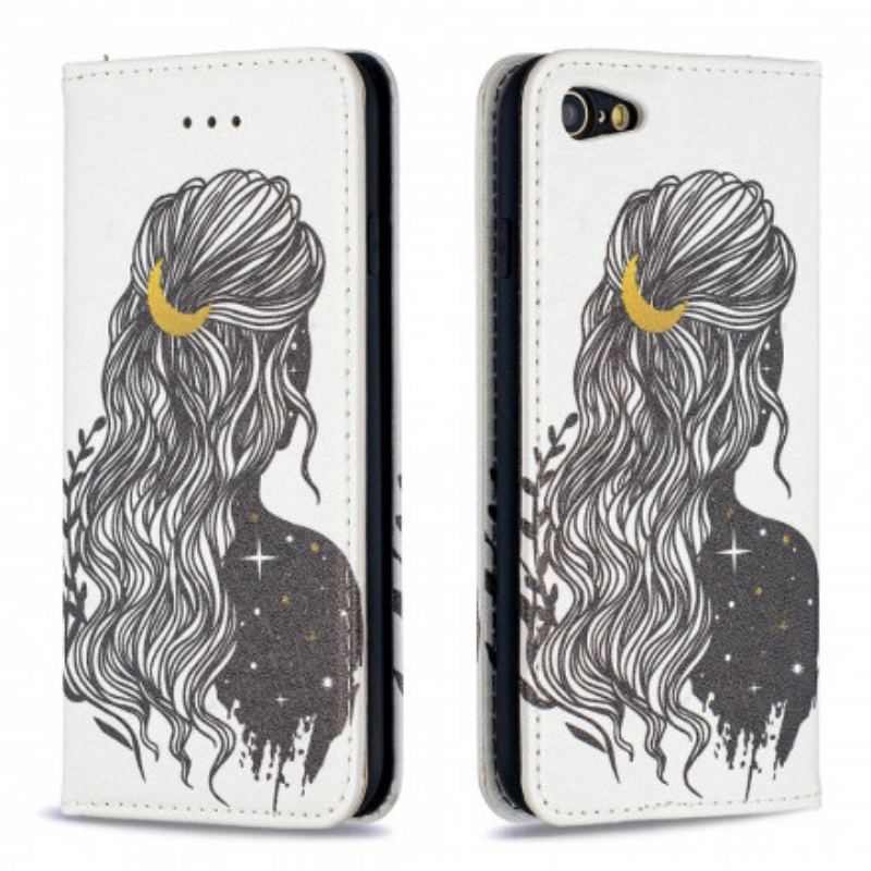 Capa De Celular Para iPhone SE 3 / SE 2 / 8 / 7 Flip Cabelo Bonito