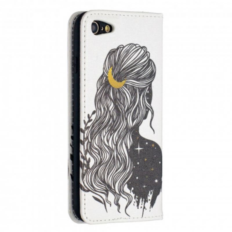 Capa De Celular Para iPhone SE 3 / SE 2 / 8 / 7 Flip Cabelo Bonito