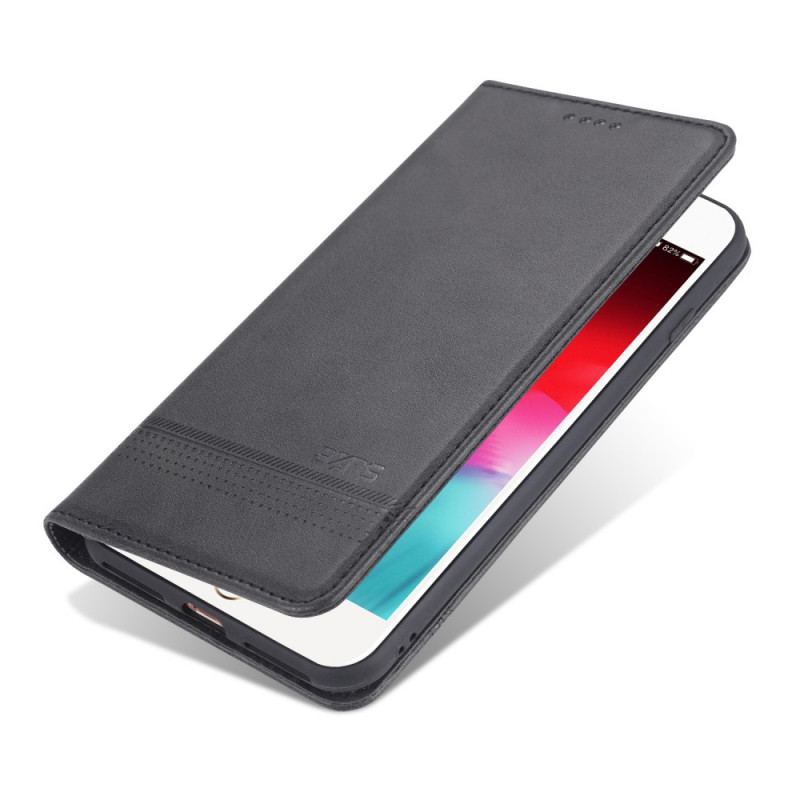 Capa De Celular Para iPhone SE 3 / SE 2 / 8 / 7 Flip Efeito Couro Azns