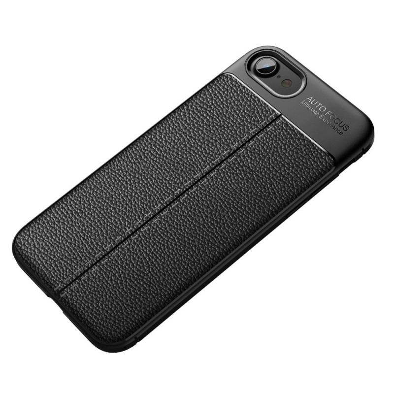 Capa De Celular Para iPhone SE 3 / SE 2 / 8 / 7 Linha Dupla Litchi Couro Sintético