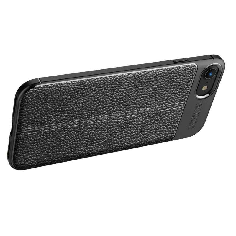 Capa De Celular Para iPhone SE 3 / SE 2 / 8 / 7 Linha Dupla Litchi Couro Sintético