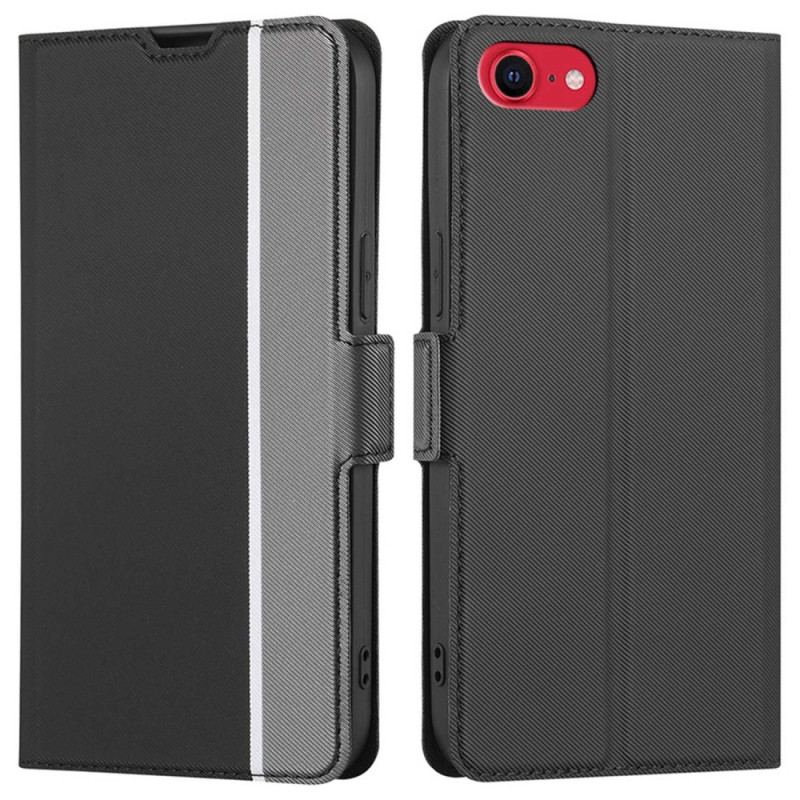 Capa De Couro Para iPhone SE 3 / SE 2 / 8 / 7 Fecho Duplo Bicolor