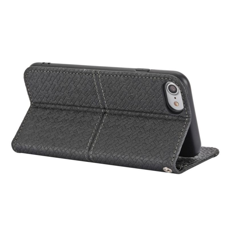 Capa Flip Para iPhone SE 3 / SE 2 / 8 / 7 De Cordão Estilo Tecido Tiras