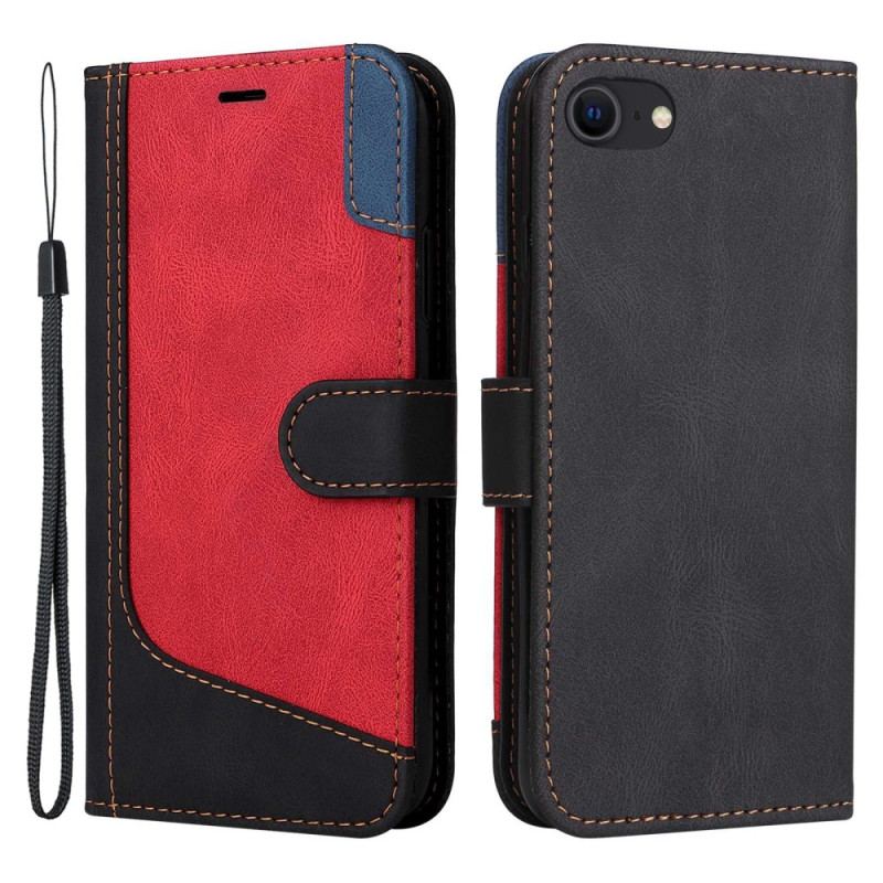 Capa Flip Para iPhone SE 3 / SE 2 / 8 / 7 De Cordão Padrão Gráfico De Tiras