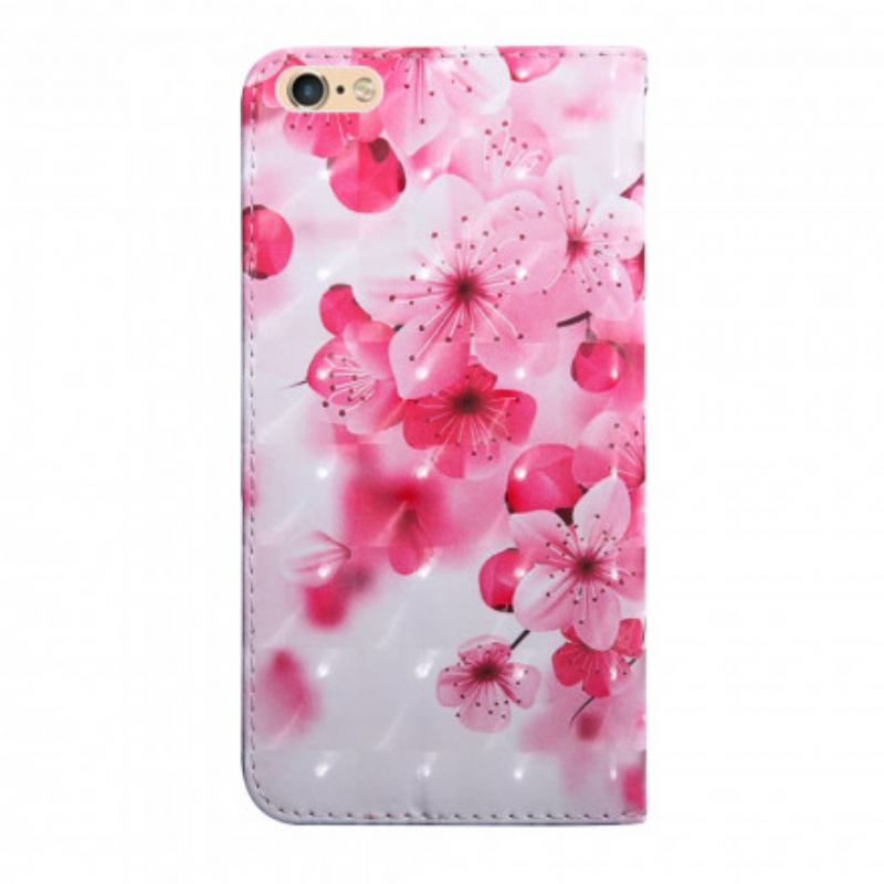 Capa Flip Para iPhone SE 3 / SE 2 / 8 / 7 Flores Cor De Rosa