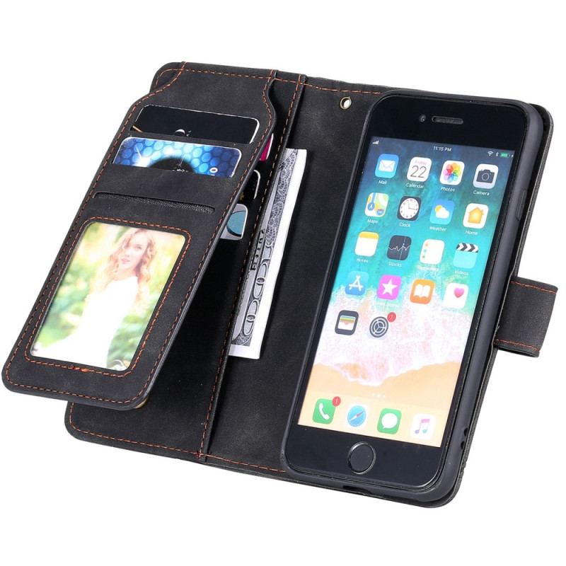 Capa Flip Para iPhone SE 3 / SE 2 / 8 / 7 Titular De Cartão De Suporte Vertical