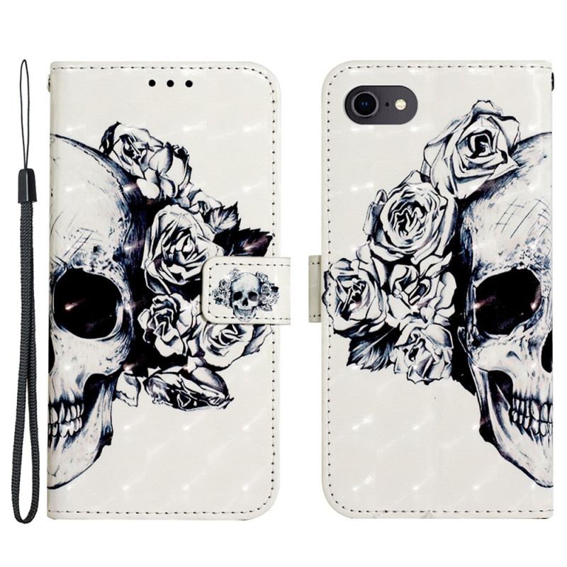 Capa Folio Para iPhone SE 3 / SE 2 / 8 / 7 Caveira Florida