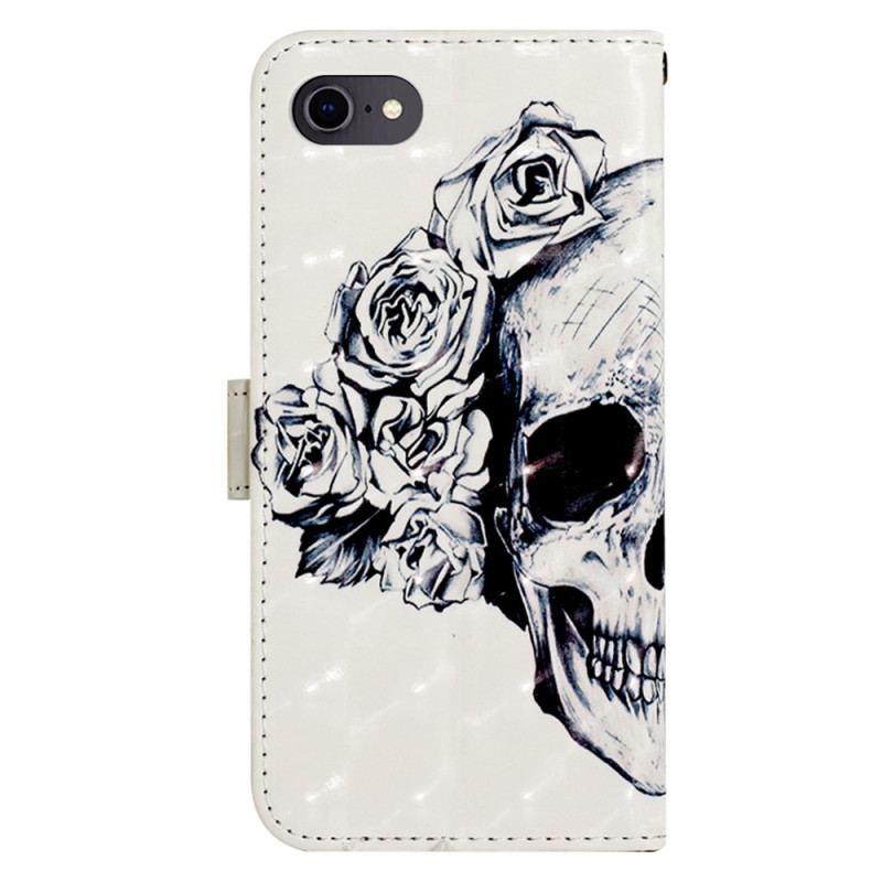 Capa Folio Para iPhone SE 3 / SE 2 / 8 / 7 Caveira Florida