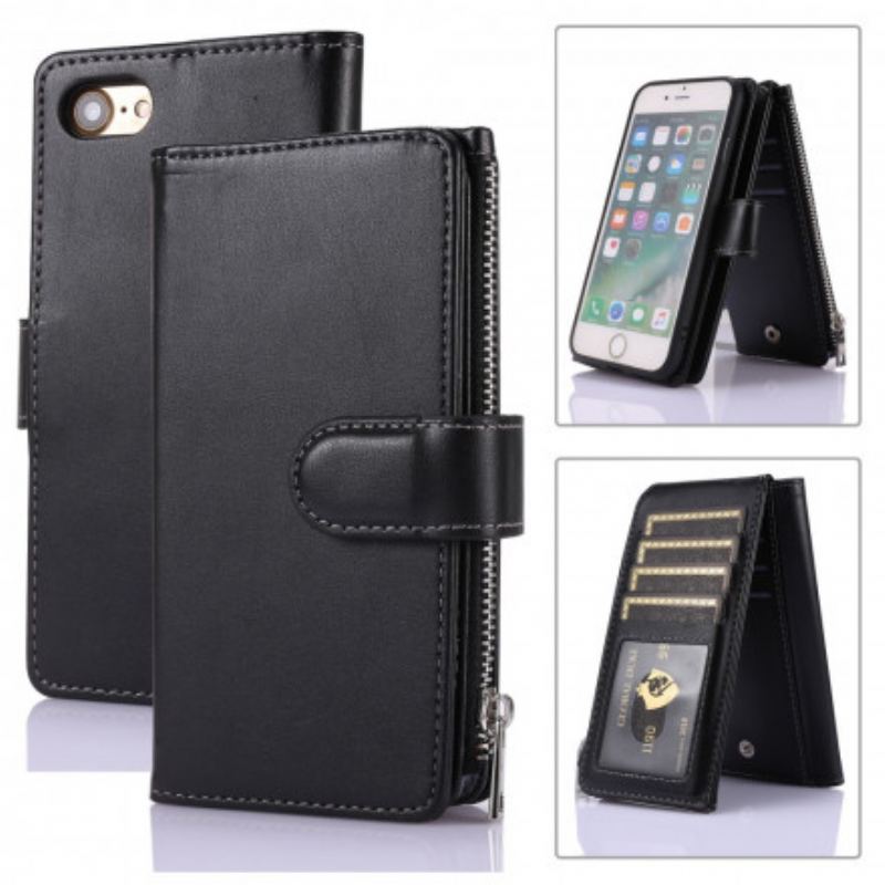 Capa Folio Para iPhone SE 3 / SE 2 / 8 / 7 Porta-moedas Empresarial Multifuncional