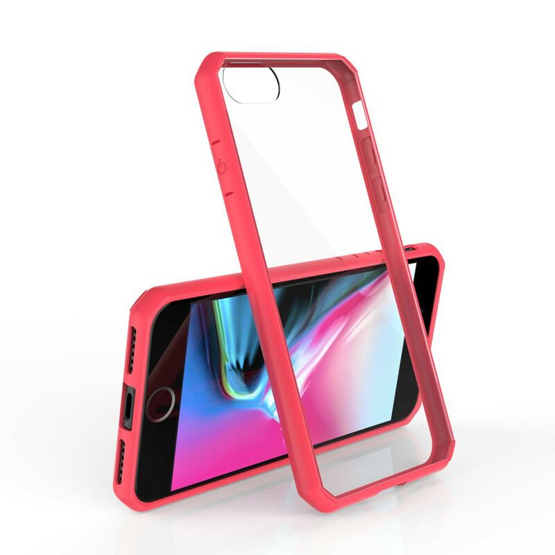 Capa Para iPhone SE 3 / SE 2 / 8 / 7 Bordas Coloridas Transparentes