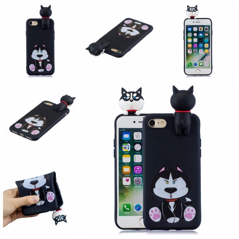 Capa Para iPhone SE 3 / SE 2 / 8 / 7 Cachorro Divertido Em 3d