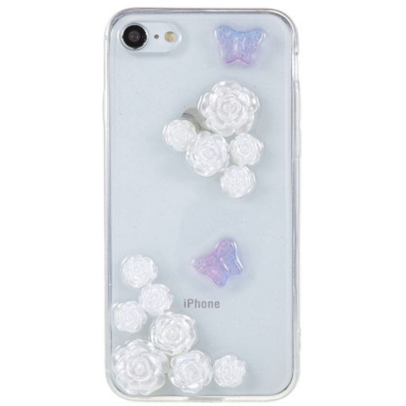 Capa Para iPhone SE 3 / SE 2 / 8 / 7 Flores 3d