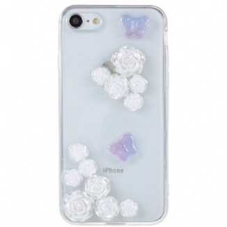 Capa Para iPhone SE 3 / SE 2 / 8 / 7 Flores 3d