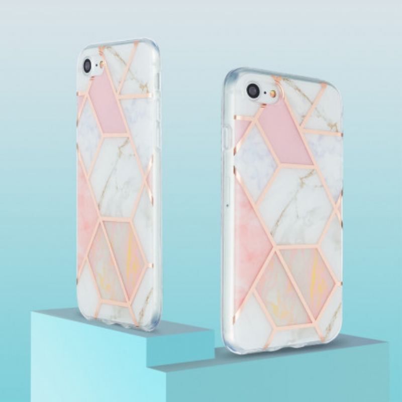 Capa Para iPhone SE 3 / SE 2 / 8 / 7 Geometria Do Mármore De Silicone