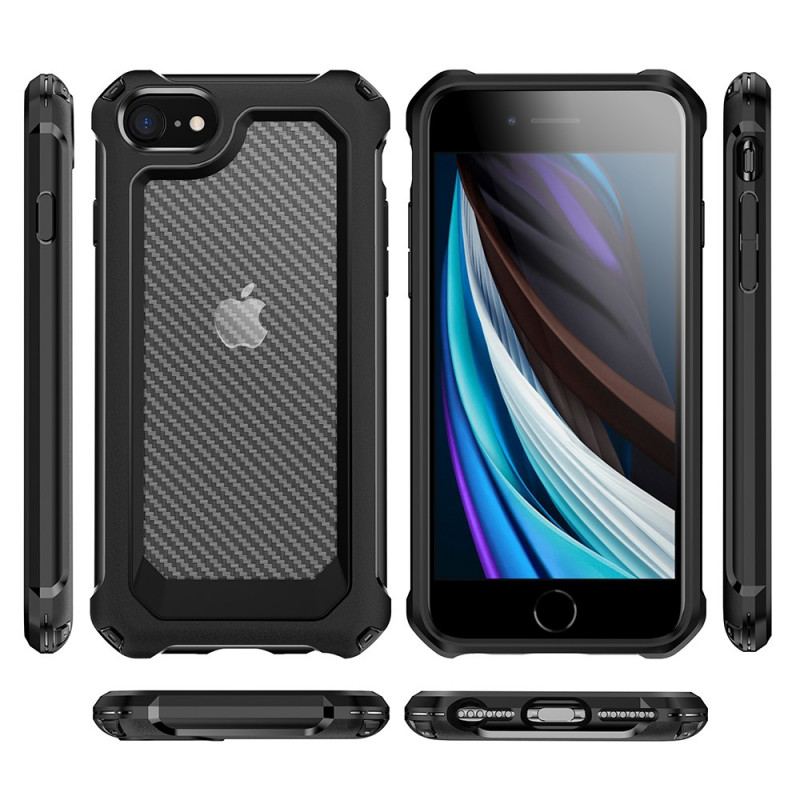 Capa Para iPhone SE 3 / SE 2 / 8 / 7 Híbrido De Fibra De Carbono