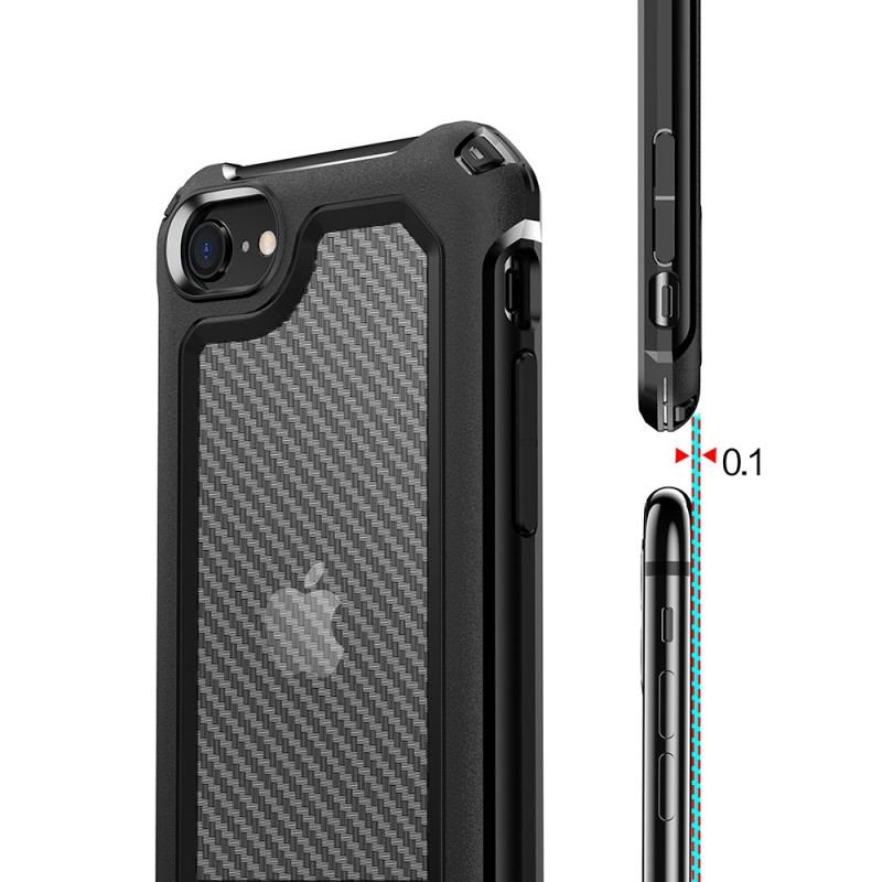 Capa Para iPhone SE 3 / SE 2 / 8 / 7 Híbrido De Fibra De Carbono