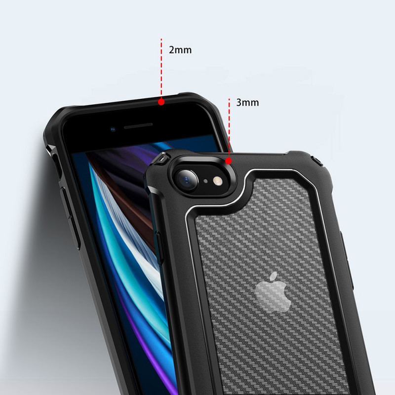 Capa Para iPhone SE 3 / SE 2 / 8 / 7 Híbrido De Fibra De Carbono