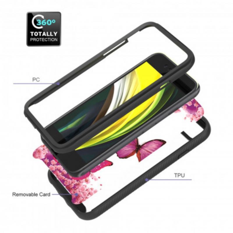 Capa Para iPhone SE 3 / SE 2 / 8 / 7 Capa Proteção Borboletas De Proteção Dupla