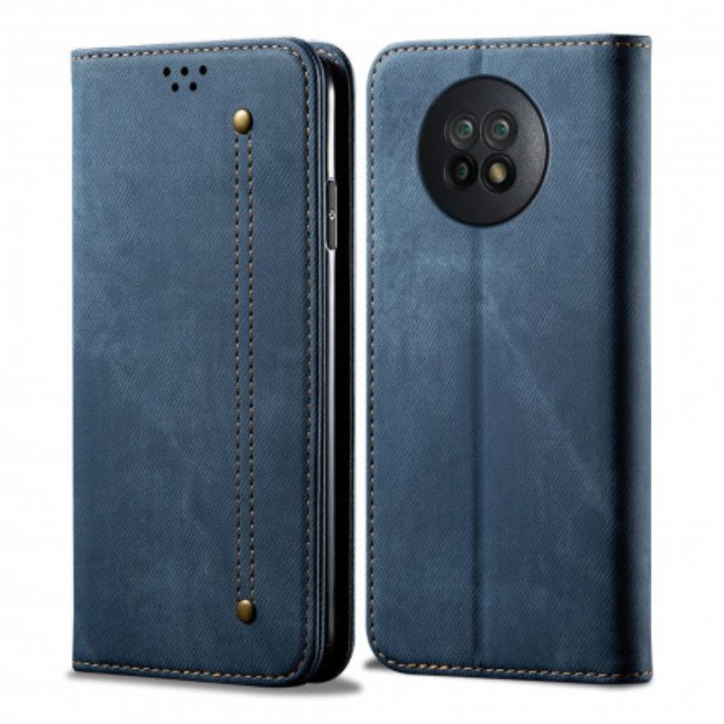 Capa De Celular Para Xiaomi Redmi Note 9 5G Flip Tecido Jeans