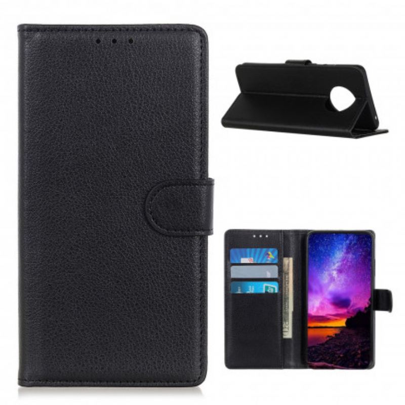 Capa De Couro Para Xiaomi Redmi Note 9 5G Lichia Tradicional