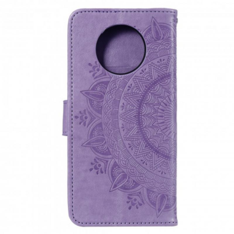 Capa De Couro Para Xiaomi Redmi Note 9 5G Mandala Do Sol