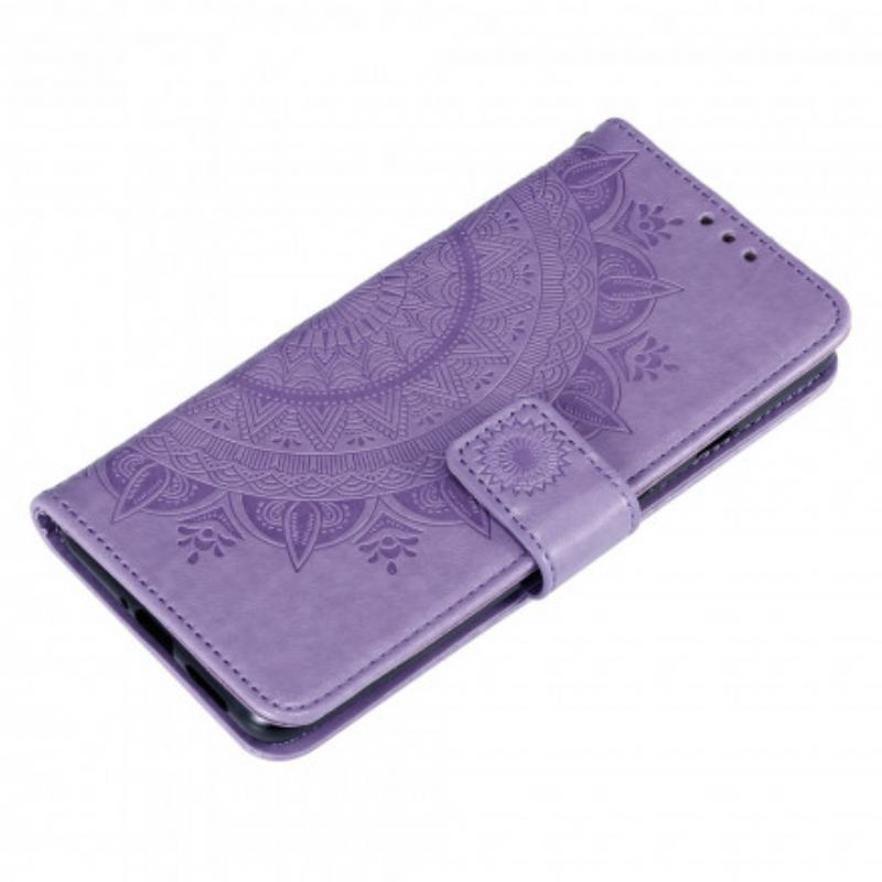 Capa De Couro Para Xiaomi Redmi Note 9 5G Mandala Do Sol