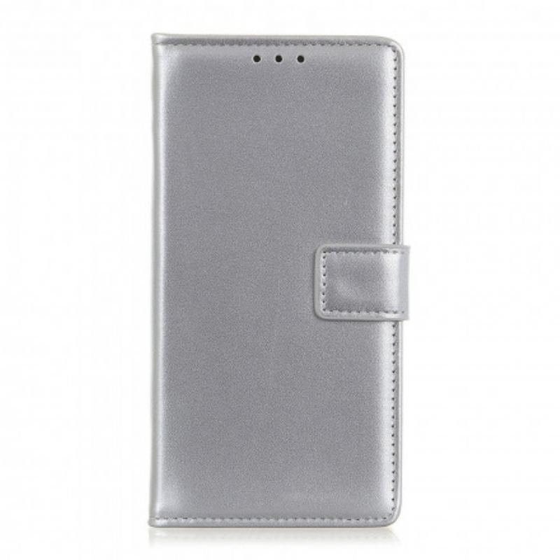 Capa Em Pele Para Xiaomi Redmi Note 9 5G Couro Sintético Liso