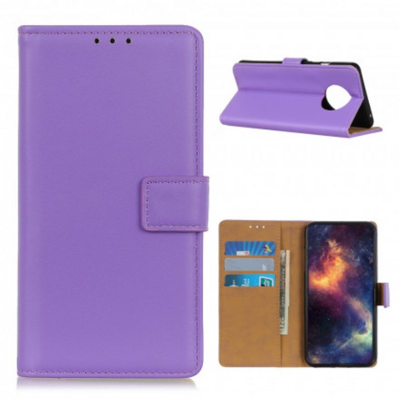 Capa Em Pele Para Xiaomi Redmi Note 9 5G Couro Sintético Liso