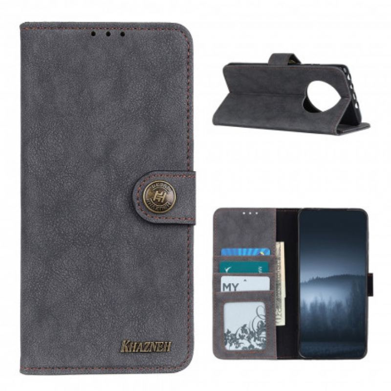 Capa Flip Para Xiaomi Redmi Note 9 5G Couro Rachado Khazneh