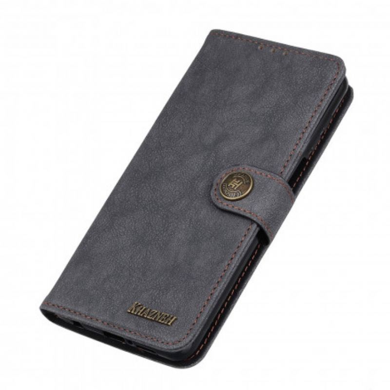 Capa Flip Para Xiaomi Redmi Note 9 5G Couro Rachado Khazneh