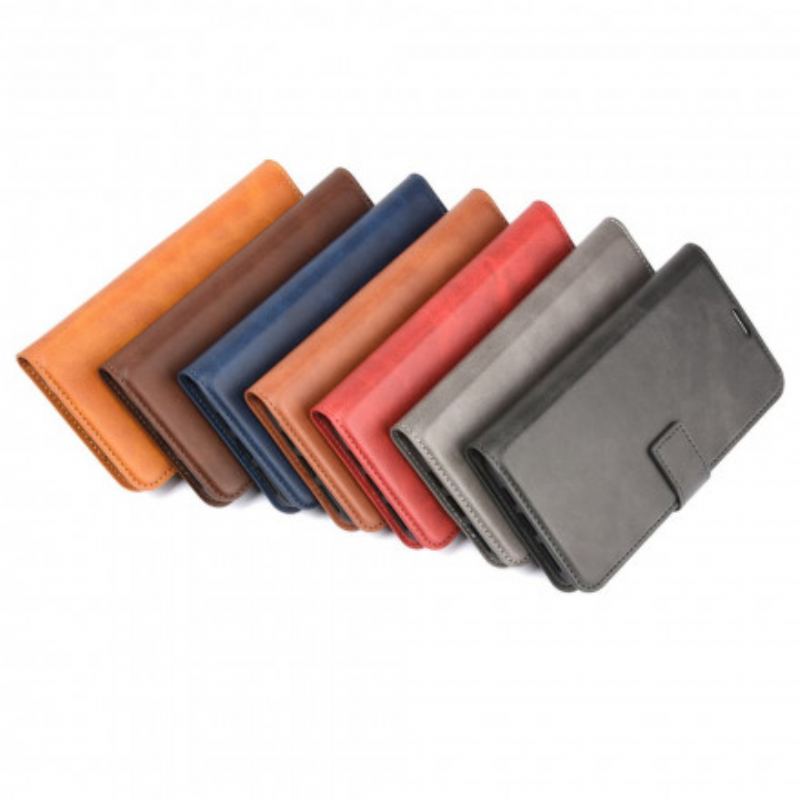 Capa Flip Para Xiaomi Redmi Note 9 5G Efeito De Couro Extremo Fino