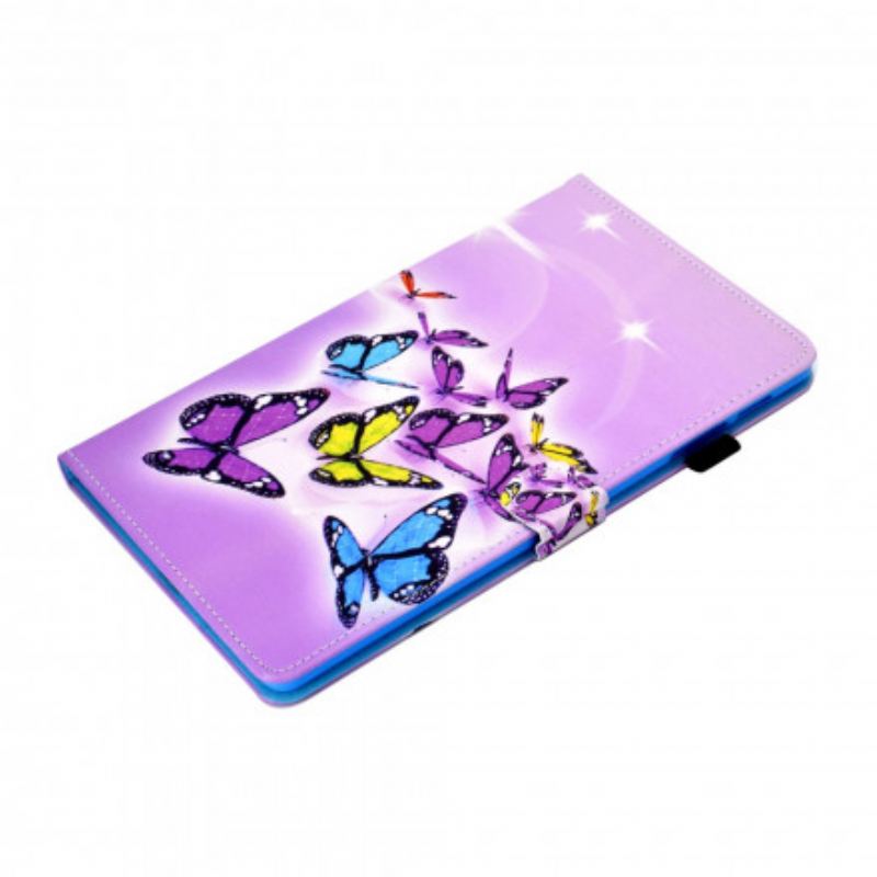 Capa De Couro Para Samsung Galaxy Tab A7 (2020) Borboletas Pintadas