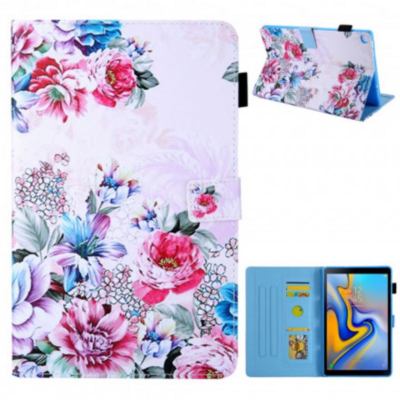 Capa De Couro Para Samsung Galaxy Tab A7 (2020) Desenho De Flor