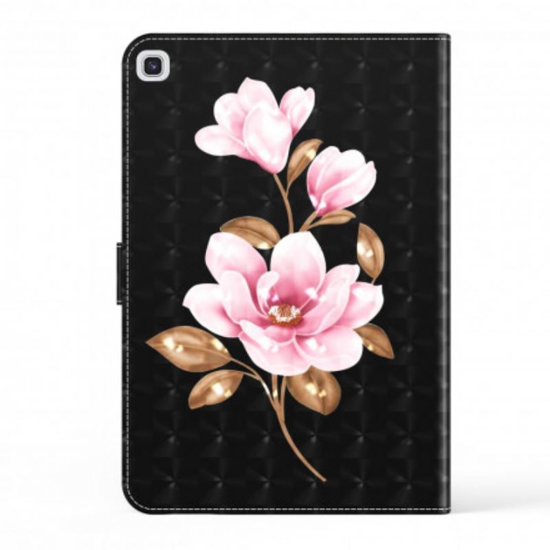 Capa De Couro Para Samsung Galaxy Tab A7 (2020) Flores Rosa Claro