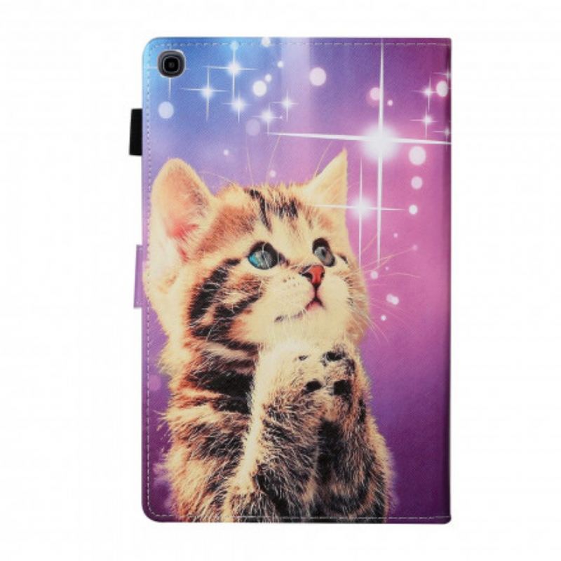 Capa De Couro Para Samsung Galaxy Tab A7 (2020) Gatinho Atencioso