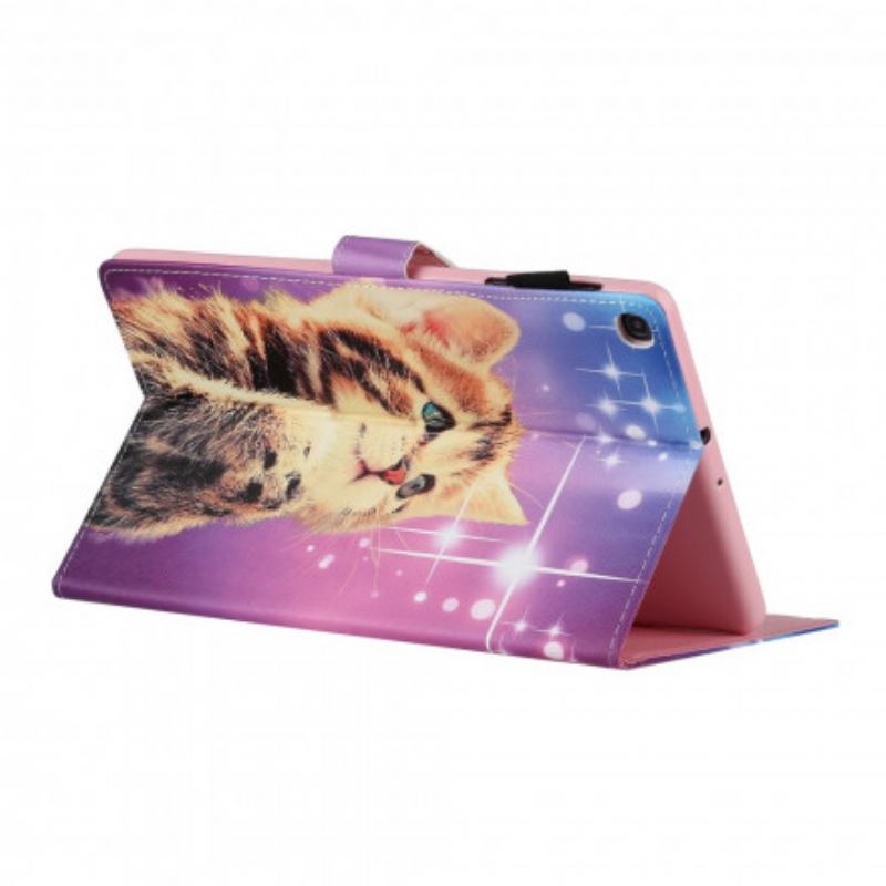 Capa De Couro Para Samsung Galaxy Tab A7 (2020) Gatinho Atencioso