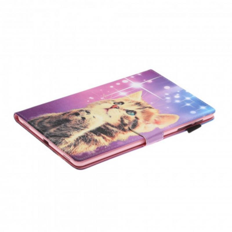 Capa De Couro Para Samsung Galaxy Tab A7 (2020) Gatinho Atencioso