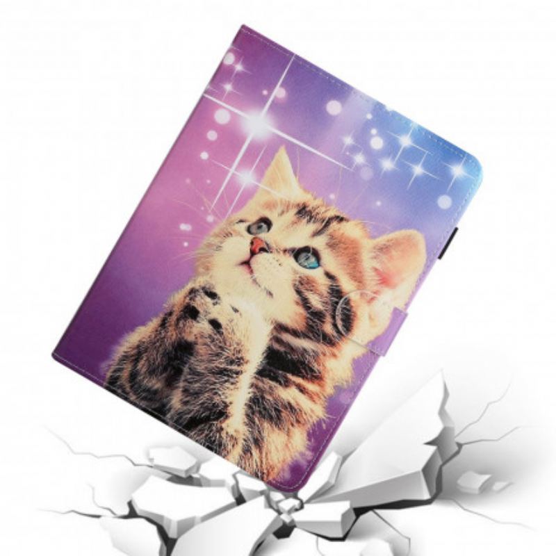 Capa De Couro Para Samsung Galaxy Tab A7 (2020) Gatinho Atencioso