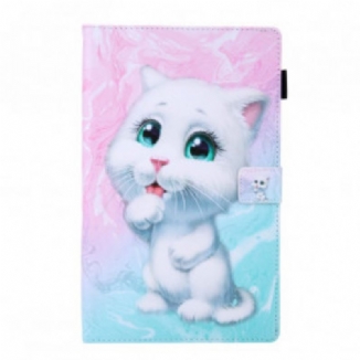 Capa De Couro Para Samsung Galaxy Tab A7 (2020) Gatinho De Mármore