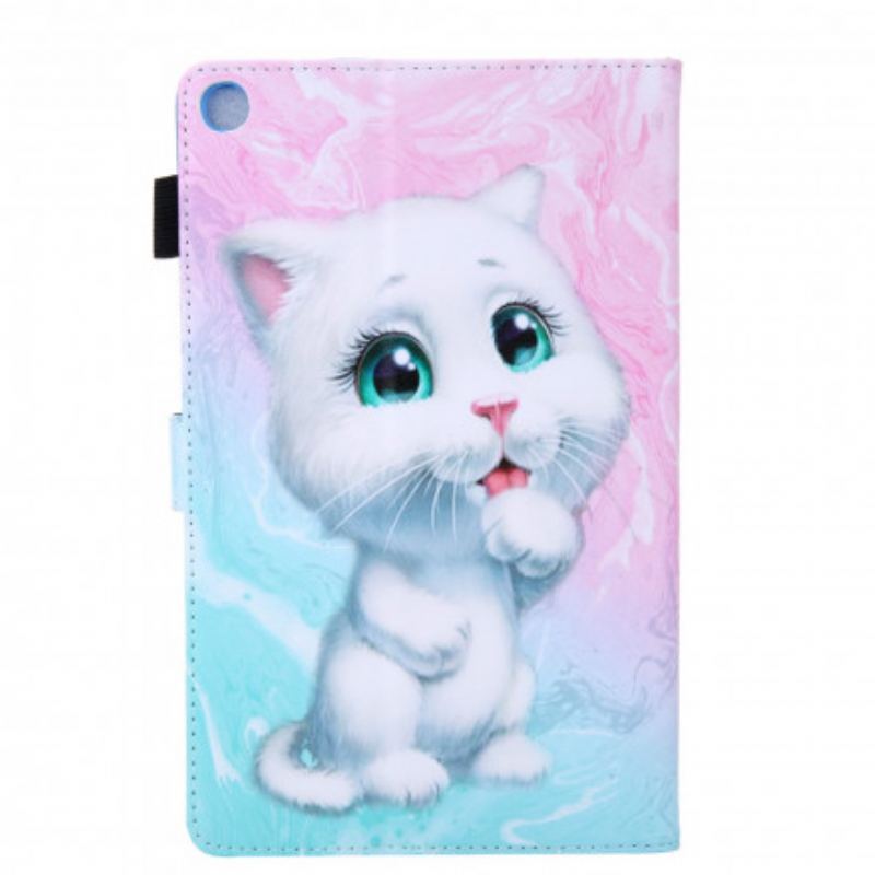 Capa De Couro Para Samsung Galaxy Tab A7 (2020) Gatinho De Mármore