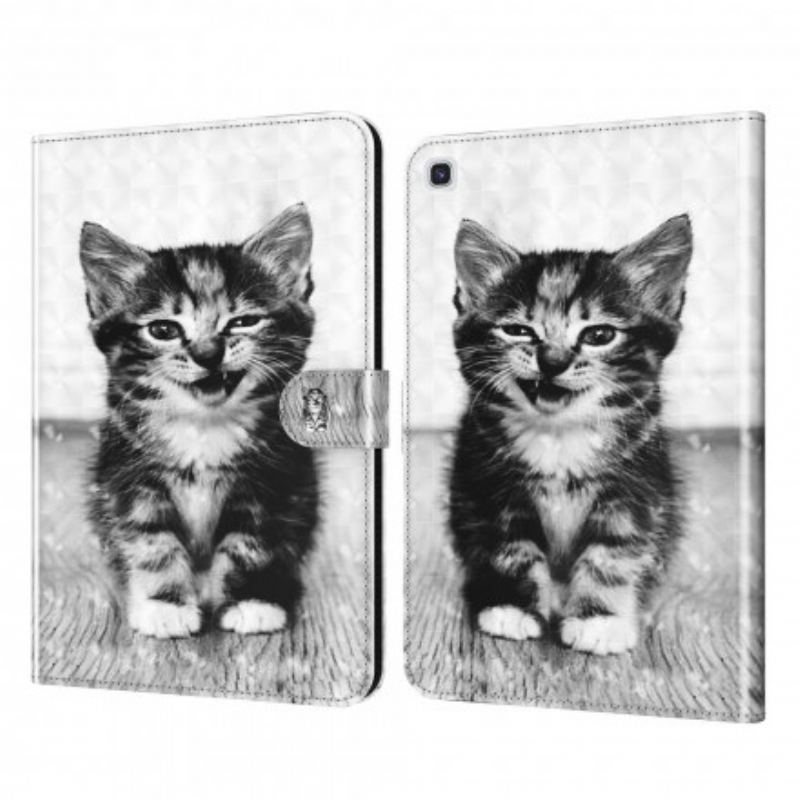 Capa De Couro Para Samsung Galaxy Tab A7 (2020) Gatinho Ponto De Luz