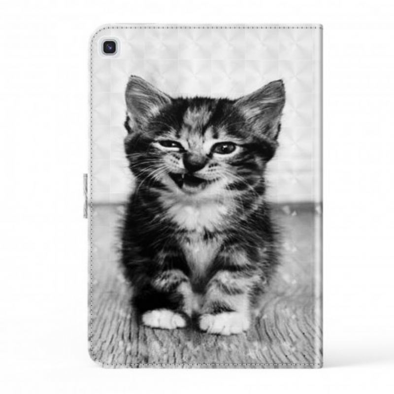 Capa De Couro Para Samsung Galaxy Tab A7 (2020) Gatinho Ponto De Luz