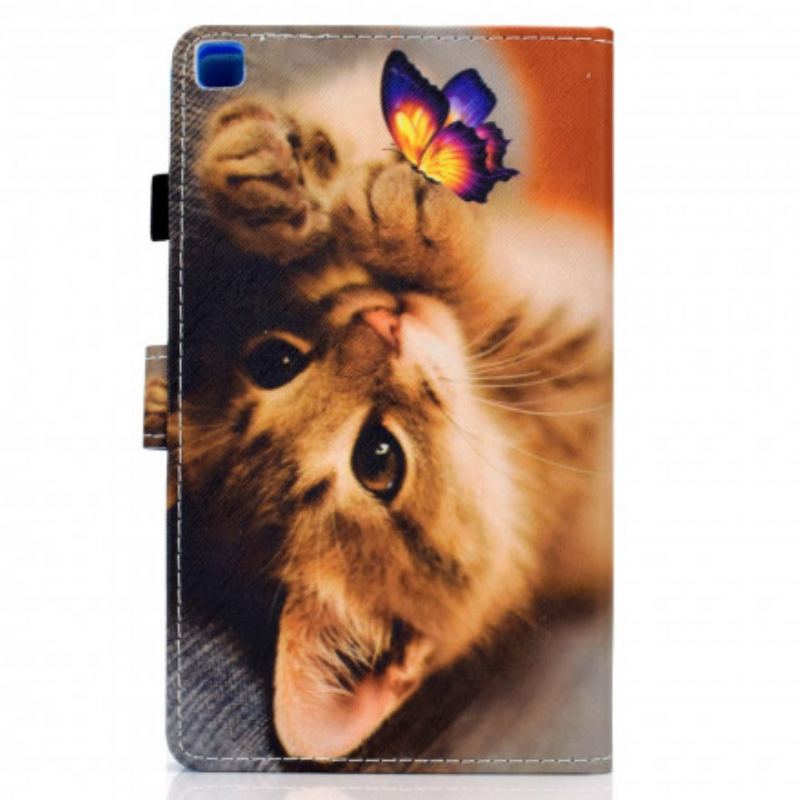 Capa De Couro Para Samsung Galaxy Tab A7 (2020) Minha Gatinha E Borboleta