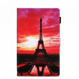 Capa De Couro Para Samsung Galaxy Tab A7 (2020) Pôr Do Sol Torre Eiffel