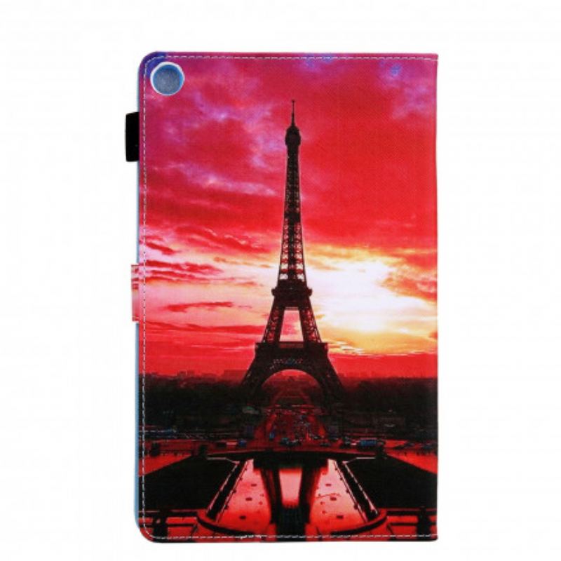 Capa De Couro Para Samsung Galaxy Tab A7 (2020) Pôr Do Sol Torre Eiffel