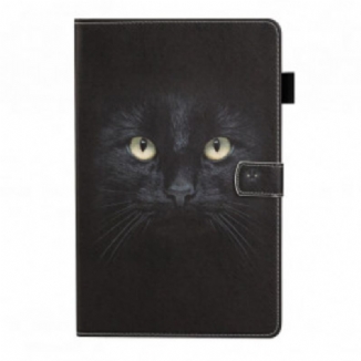 Capa Em Pele Para Samsung Galaxy Tab A7 (2020) Olhos De Gato Preto