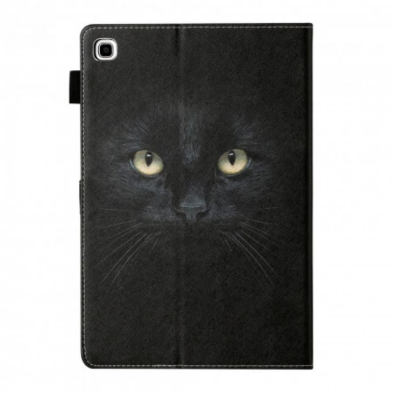 Capa Em Pele Para Samsung Galaxy Tab A7 (2020) Olhos De Gato Preto