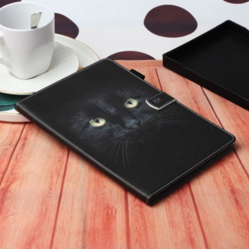 Capa Em Pele Para Samsung Galaxy Tab A7 (2020) Olhos De Gato Preto