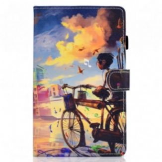 Capa Flip Para Samsung Galaxy Tab A7 (2020) Arte Da Bicicleta