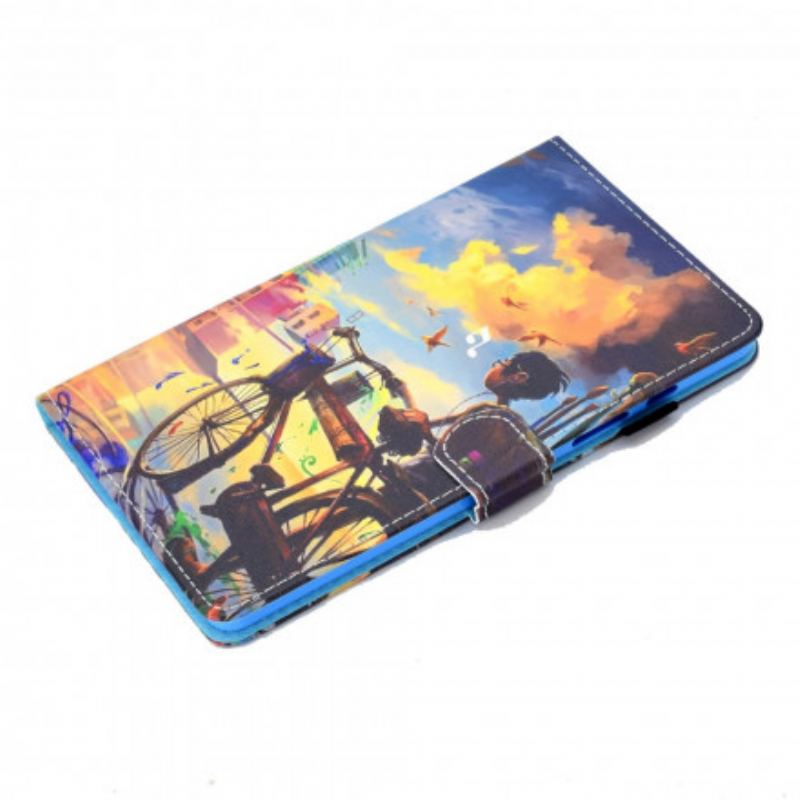 Capa Flip Para Samsung Galaxy Tab A7 (2020) Arte Da Bicicleta